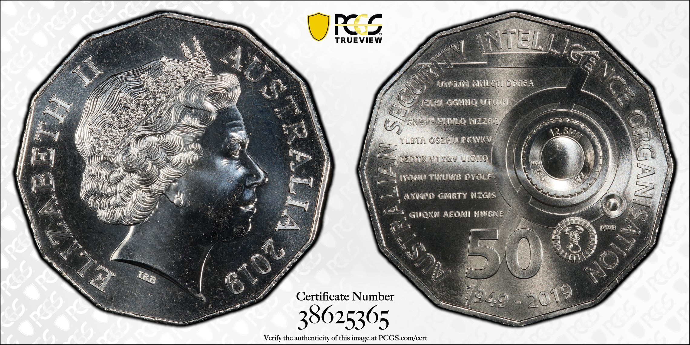 ASIO 70th Anniversary, Fifty Cent, 2019, PCGS MS68
