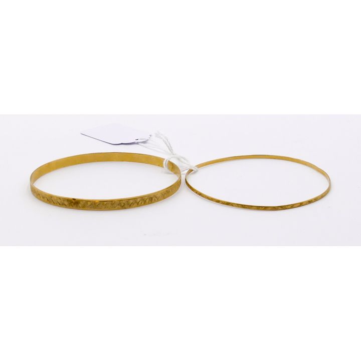 2pc Italian 14k Textured Thin Bangle Bracelets 2-5mm - 12.7 Grams TW