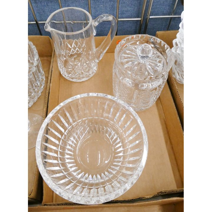 Box 3pc Waterford Crystal Bowl, Pitcher, and Covered Jar