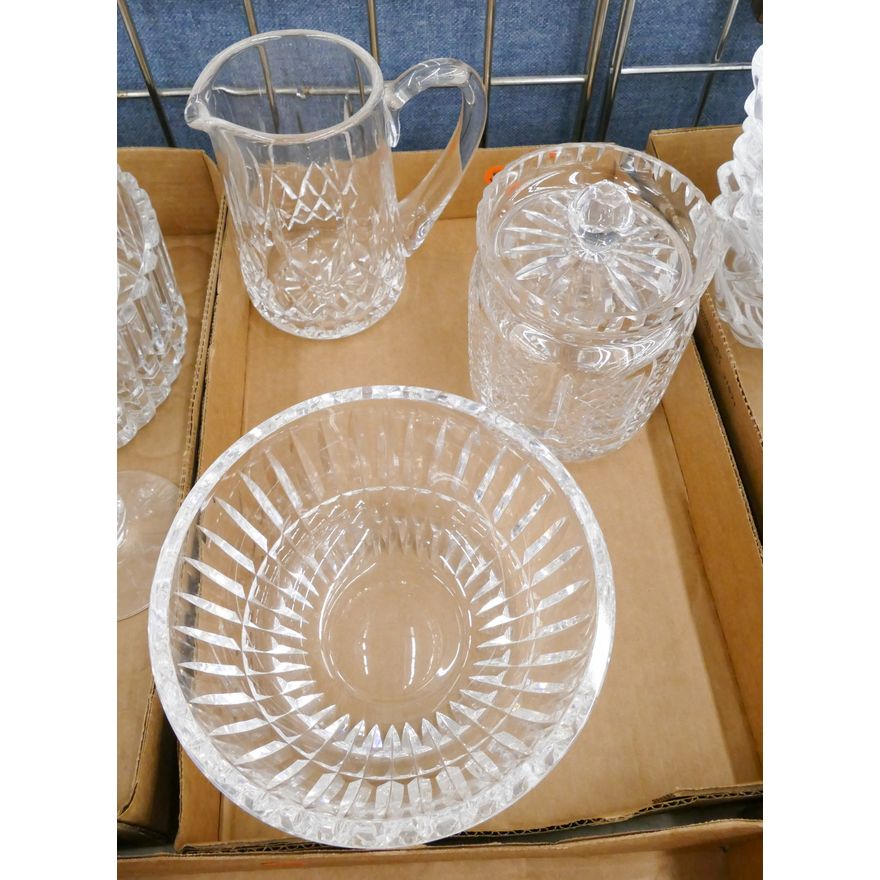 Box 3pc Waterford Crystal Bowl, Pitcher, and Covered Jar