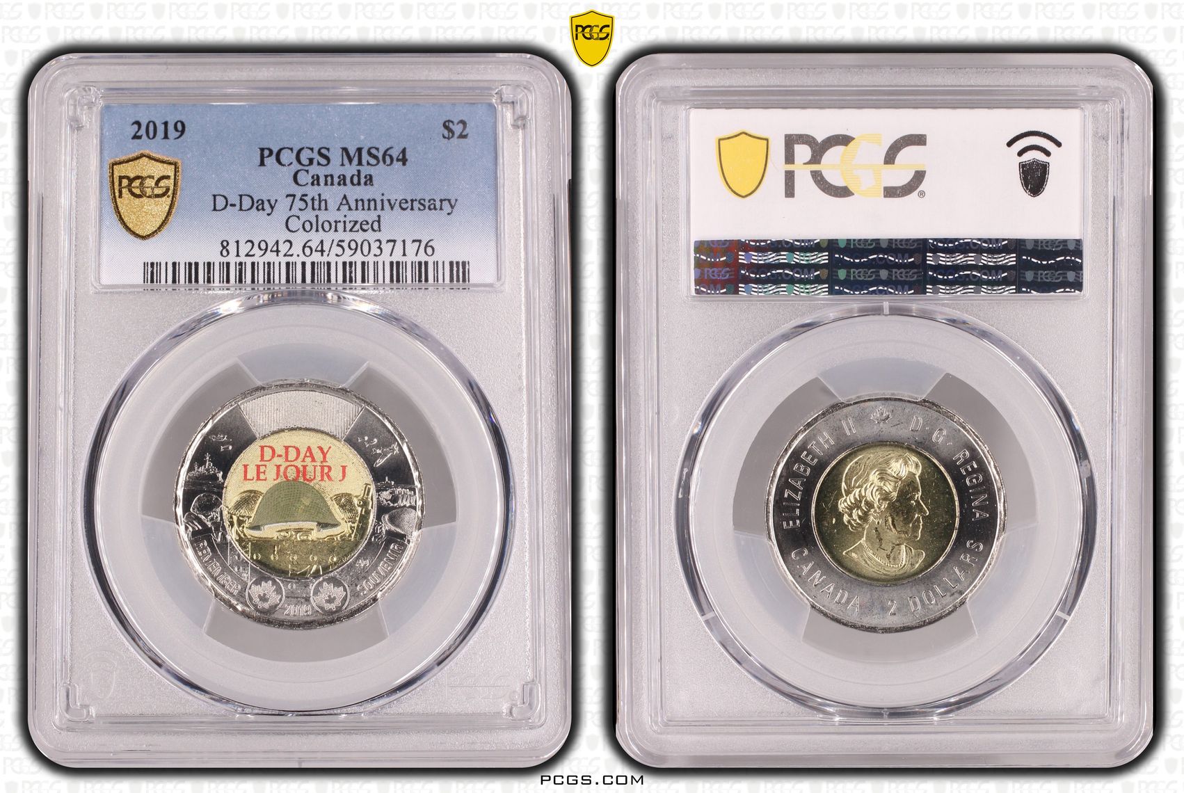 Canada, D-Day 75th Anniversary Colorized, Two Dollar, 2019, PCGS MS64