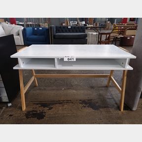 HAZLO MODERN WOODEN MULTIPURPOSE DESK TABLE WORKSTATION WITH STORAGE SLOTS