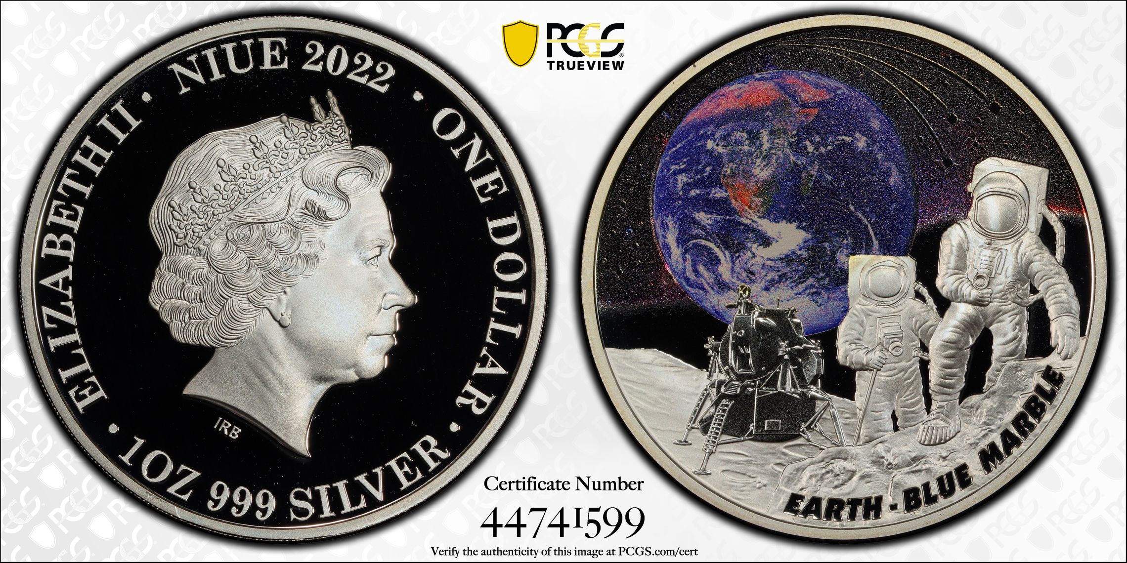 Niue, Earth - Blue Marble, POP 5/0, One Dollar, 2022, PCGS PR70DCAM