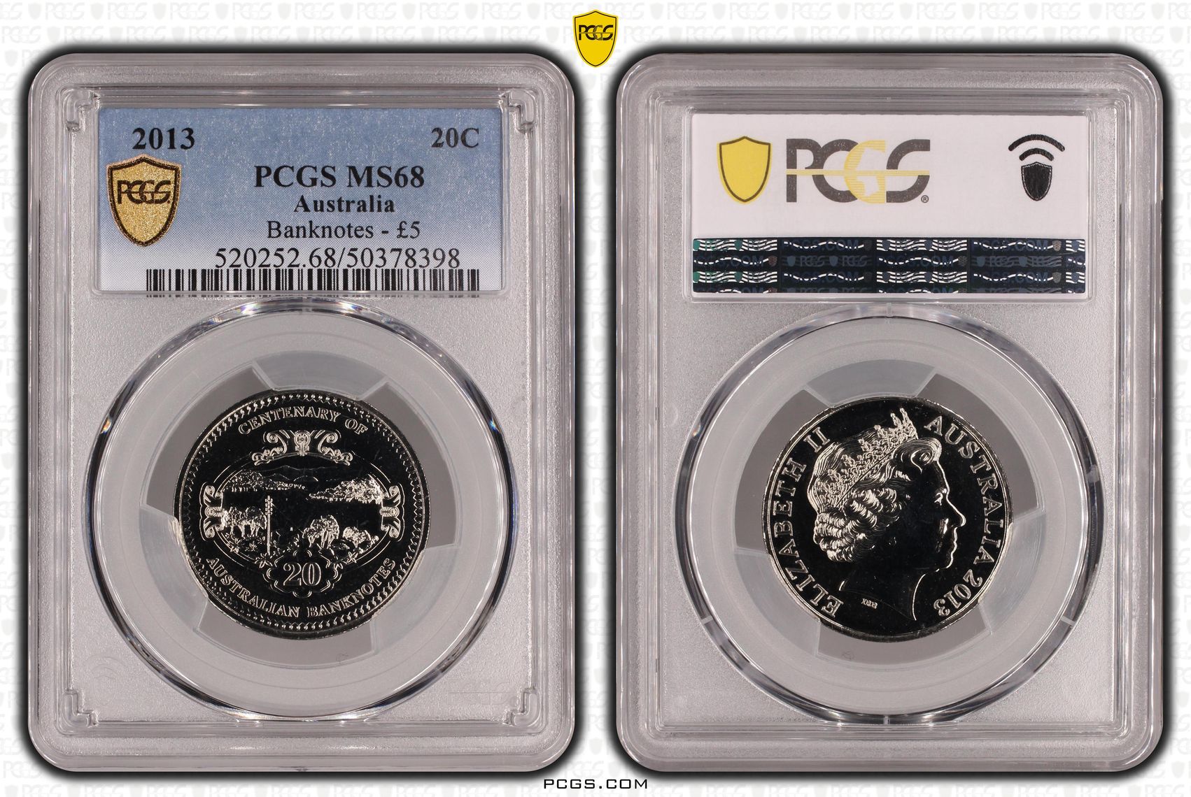 Banknotes - £5, Twenty Cent, 2013, PCGS MS68