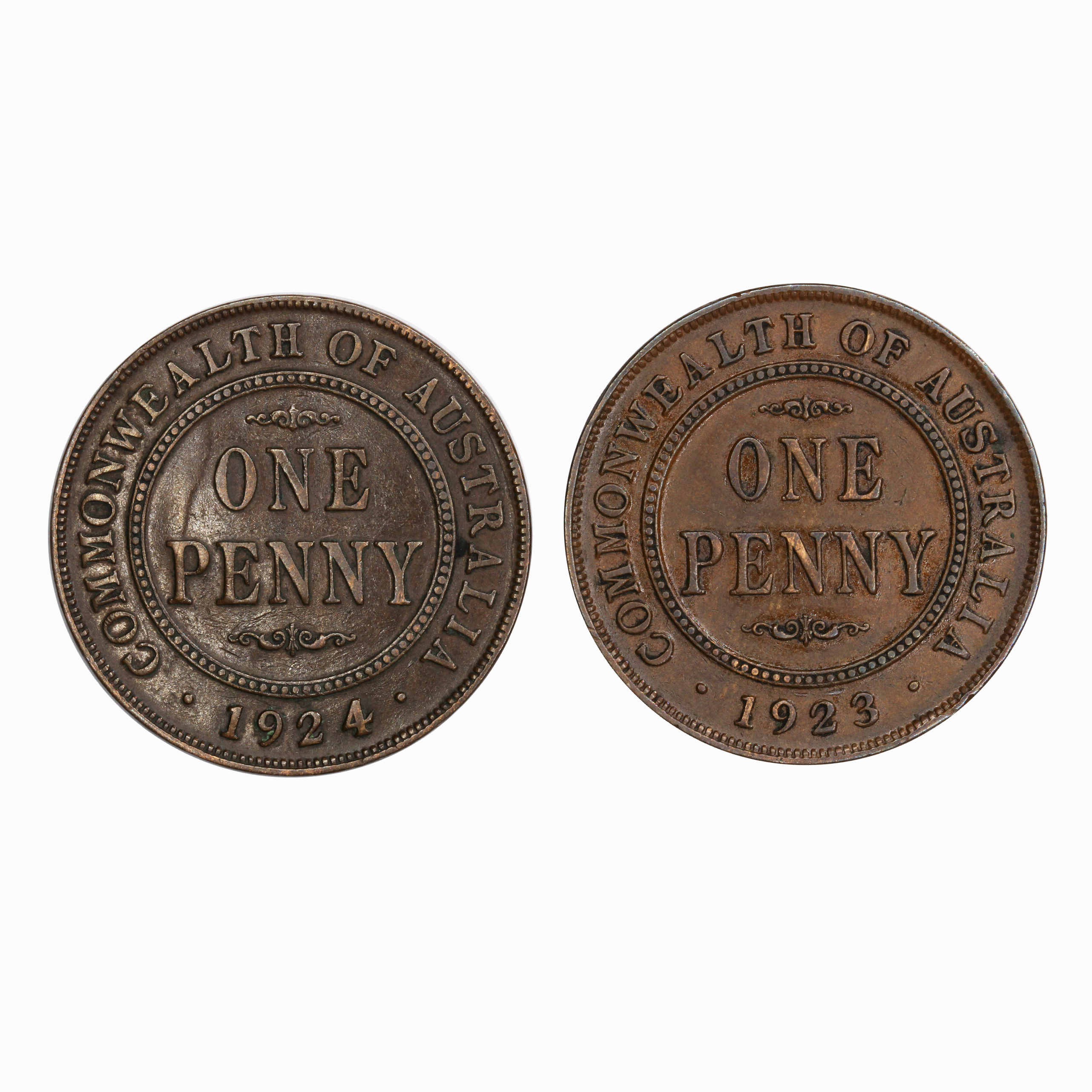 918. · George V, Penny, 1923 & 1924, VF
