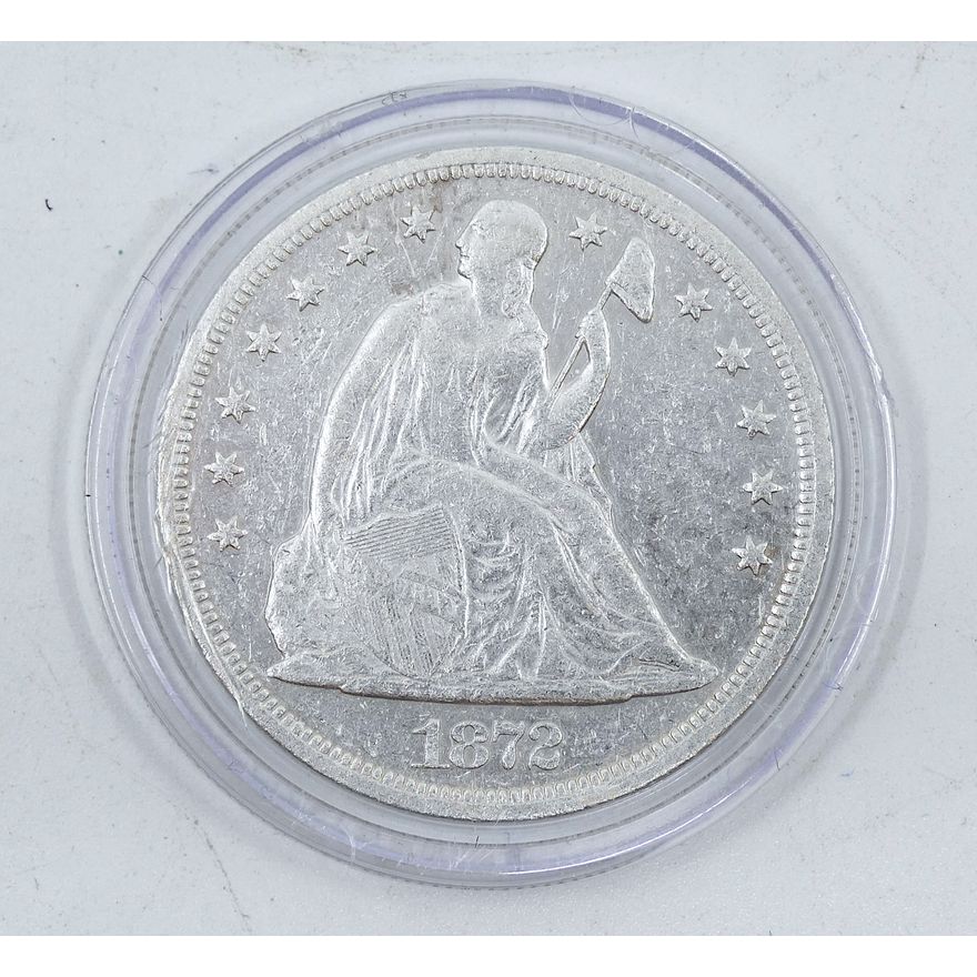 US 1872 Seated Liberty Silver Dollar in Case