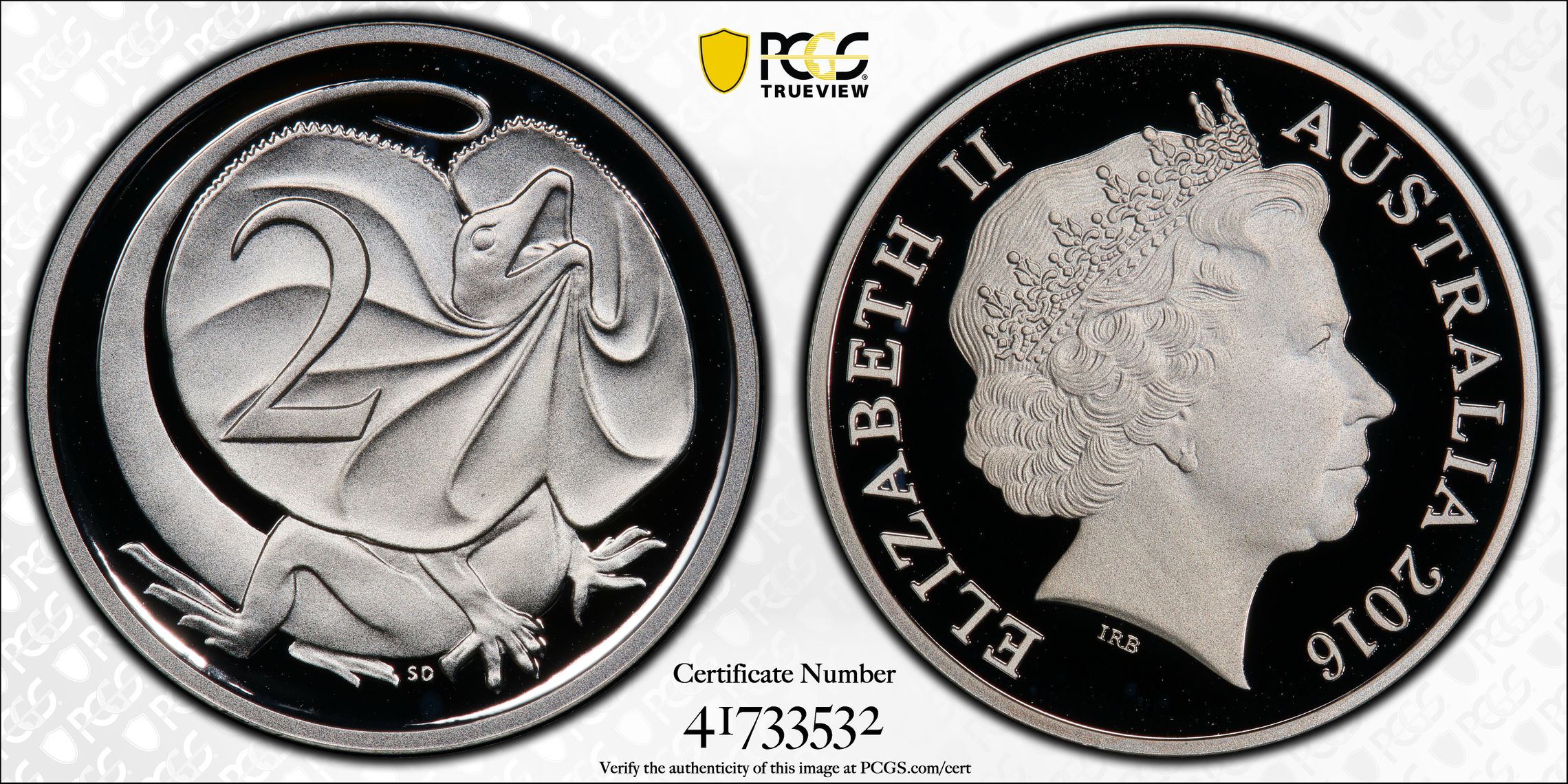 48 · 2016 Australia Two Cent, 2c Silver Proof Silver PCGS - PR69DCAM -532