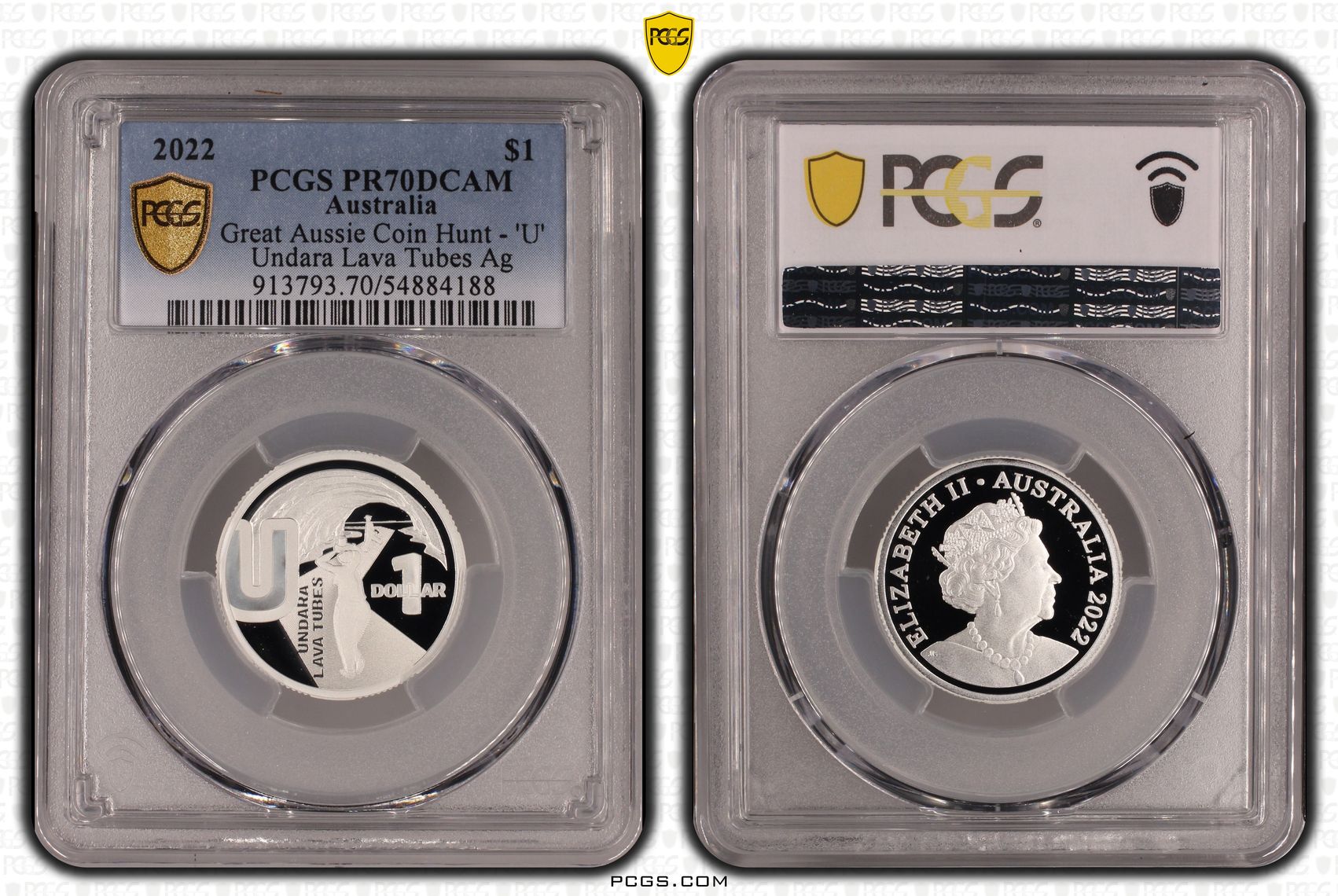 Great Aussie Coin Hunt - 'U', POP 3/0, One Dollar, 2022, PCGS PR70DCAM