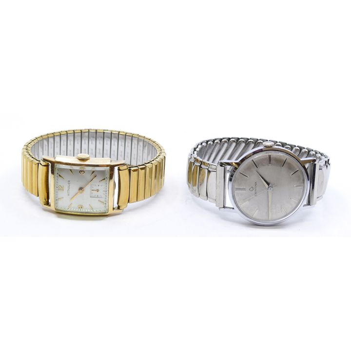 Box 2pc Vintage Men's Wristwatches - Certina and Wittnauer