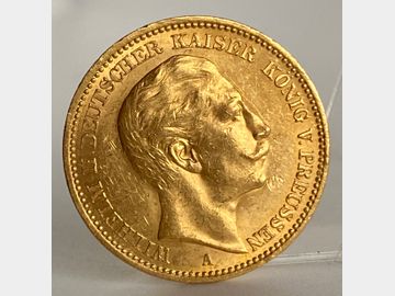 1889 PRUSSIAN KING WILLIAM II GOLD 20 MARK COIN