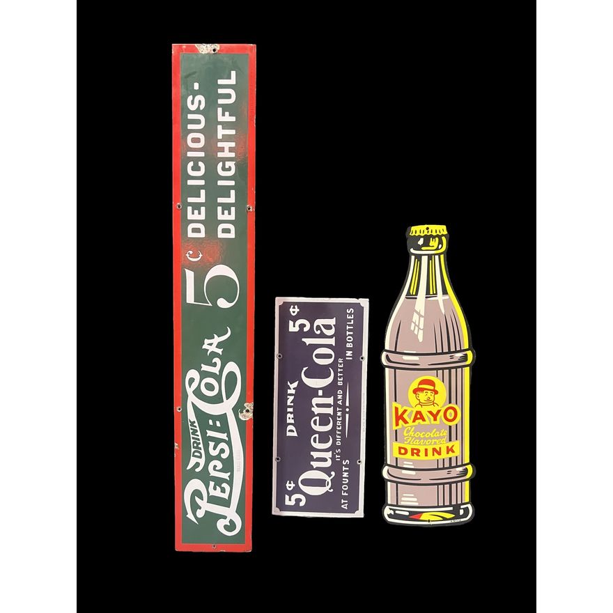 Pepsi Cola Queen Cola Kayo Drink Soda Porcelain Sign (Age Unknown)