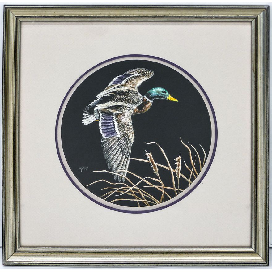 Mimi Grant ''Flying Mallard'' Signed 1997 Lithograph Framed 18''x18''