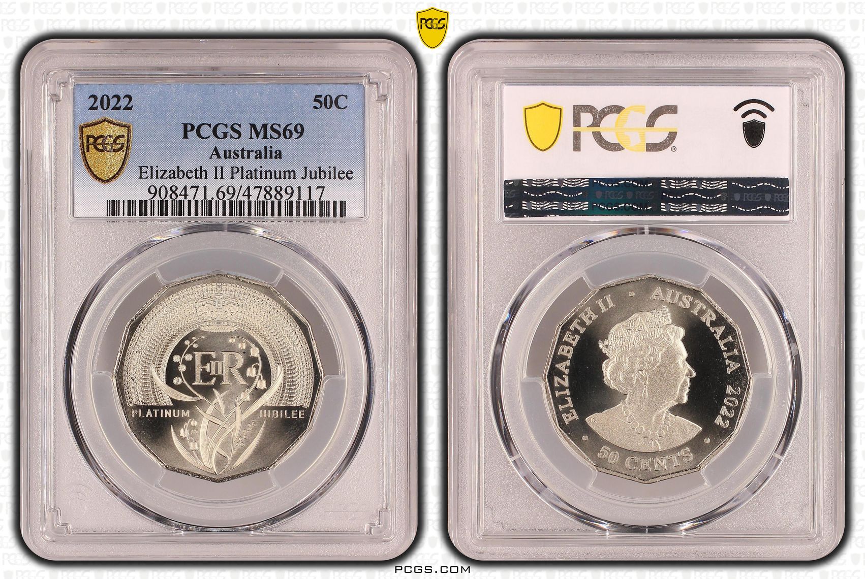 171 · Elizabeth II Platinum Jubilee , Fifty Cent, 2022, PCGS MS69