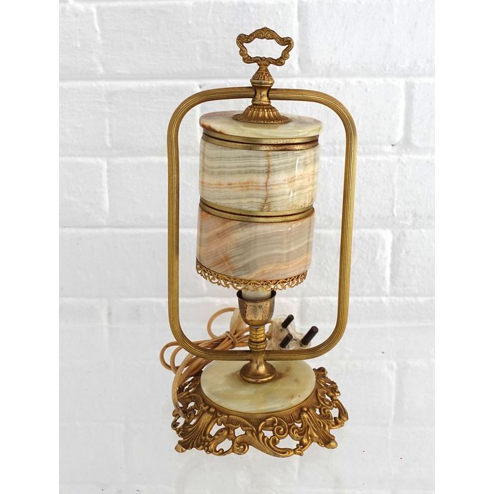 ONYX AND BRASS TABLE LAMP