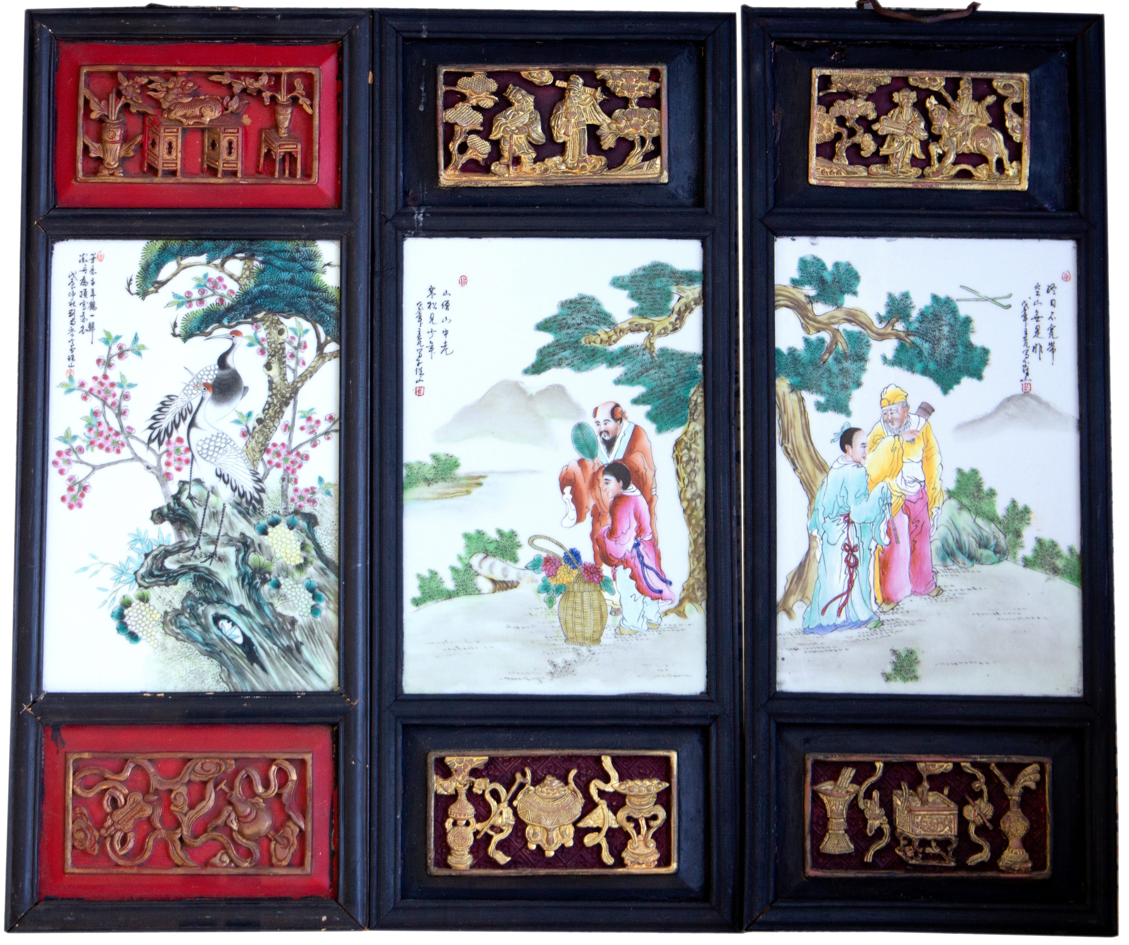 294 · China, Empire, Qing Dynasty, Porcelain Wall Plaques, c.1900, VGC