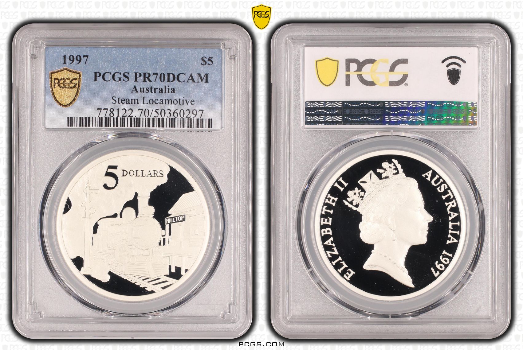 Steam Locomotive POP 14/0, Five Dollar, 1997, PCGS PR70DCAM