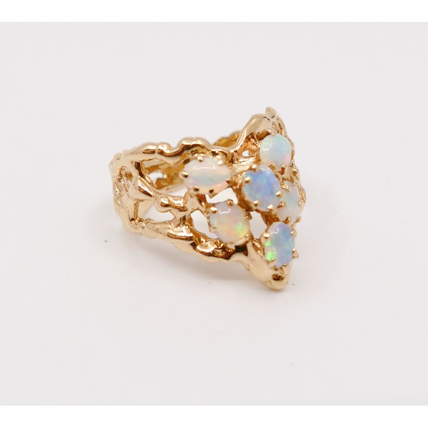 14K and Opal Modernist Ring. Size 7.5. 6.93g TW