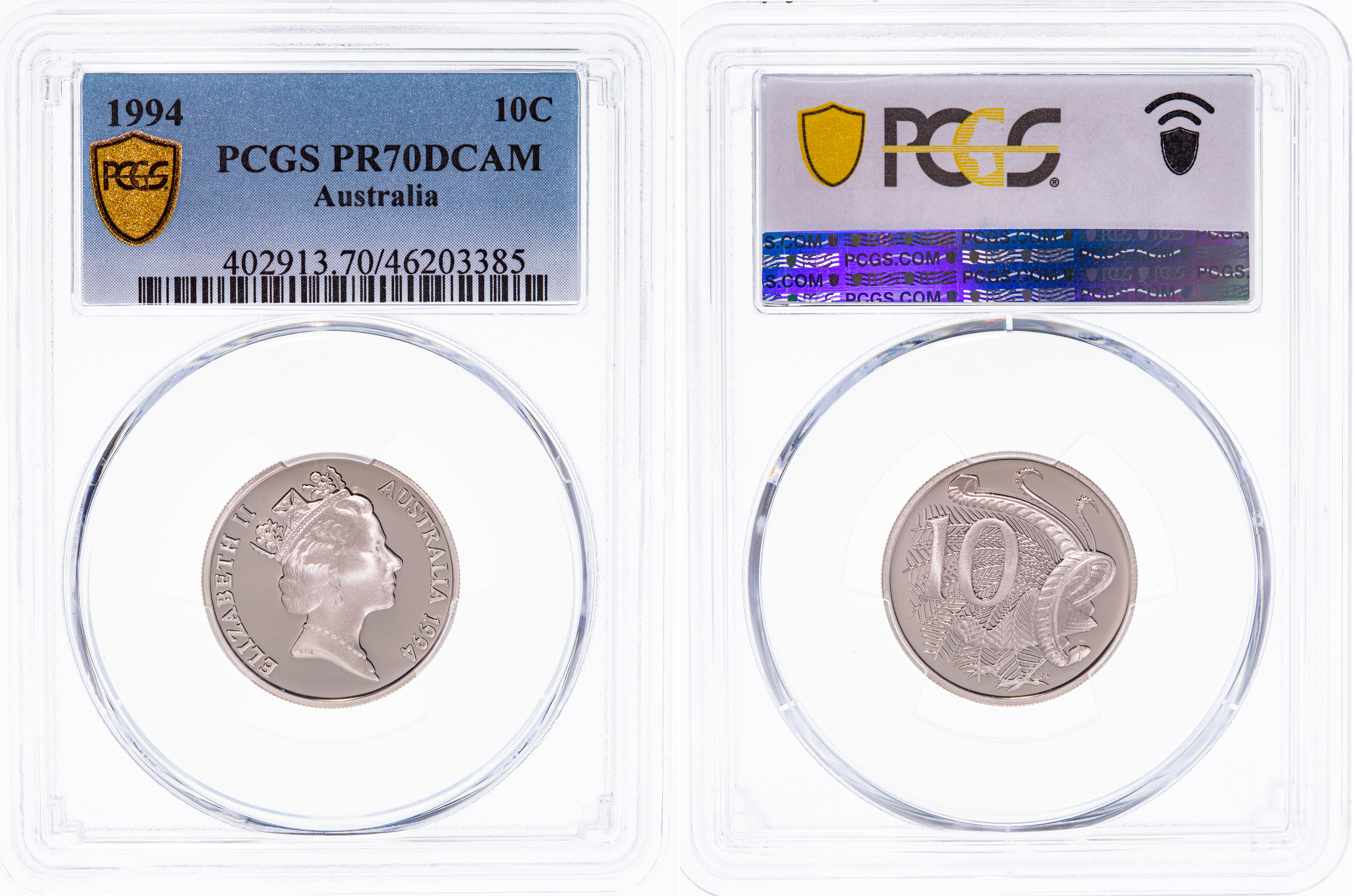 Elizabeth II, Ten Cent, 1994, PCGS PR70DCAM