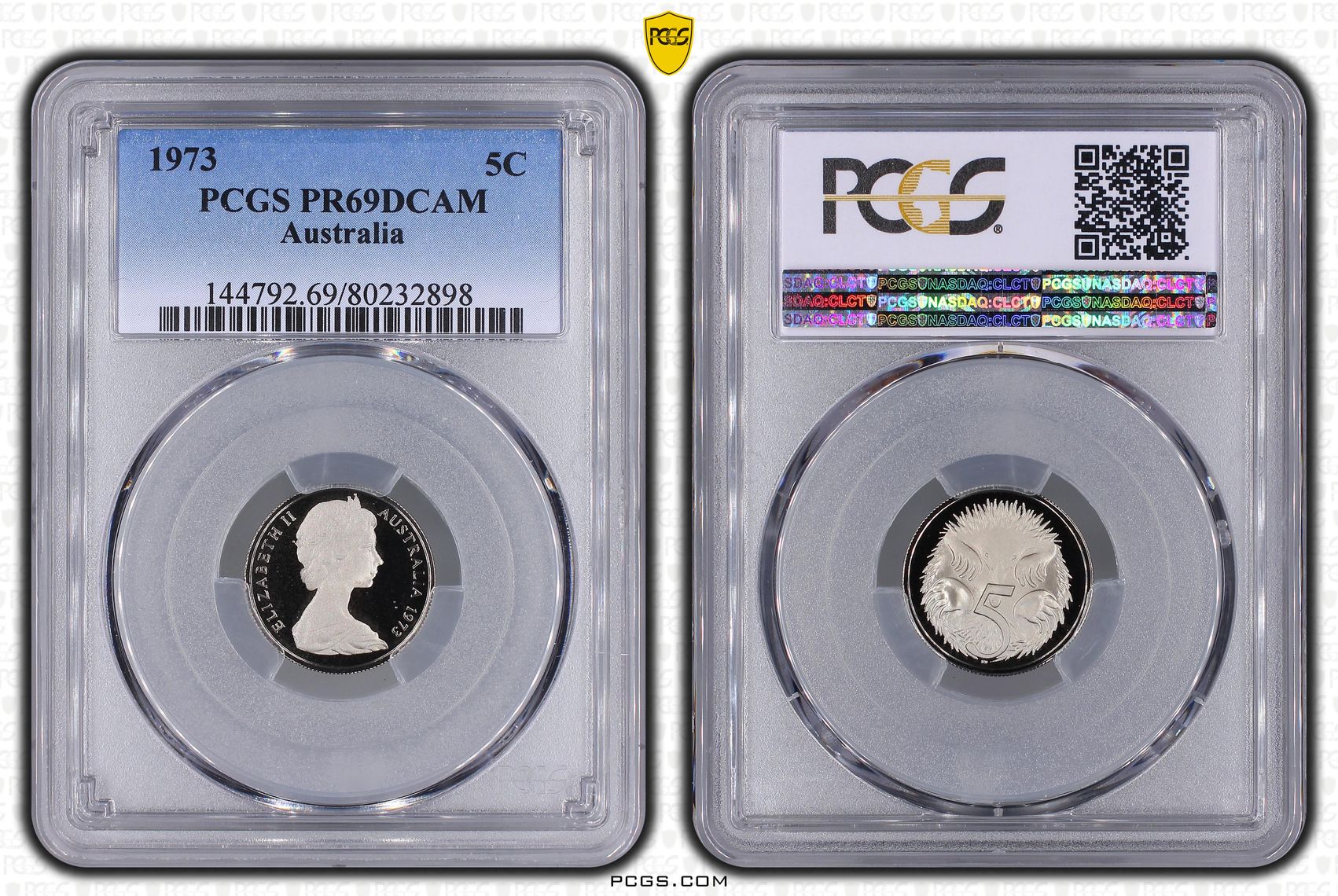 Elizabeth II, Five Cent, 1973, PCGS PR69DCAM