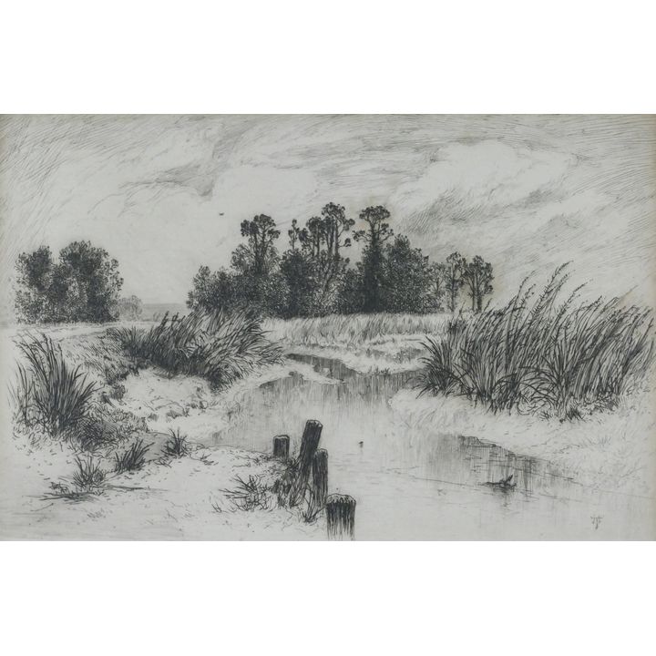 Thomas Moran ''Passaic Meadows'' Etching