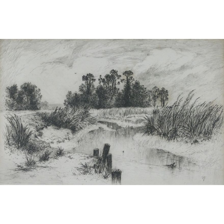Thomas Moran ''Passaic Meadows'' Etching