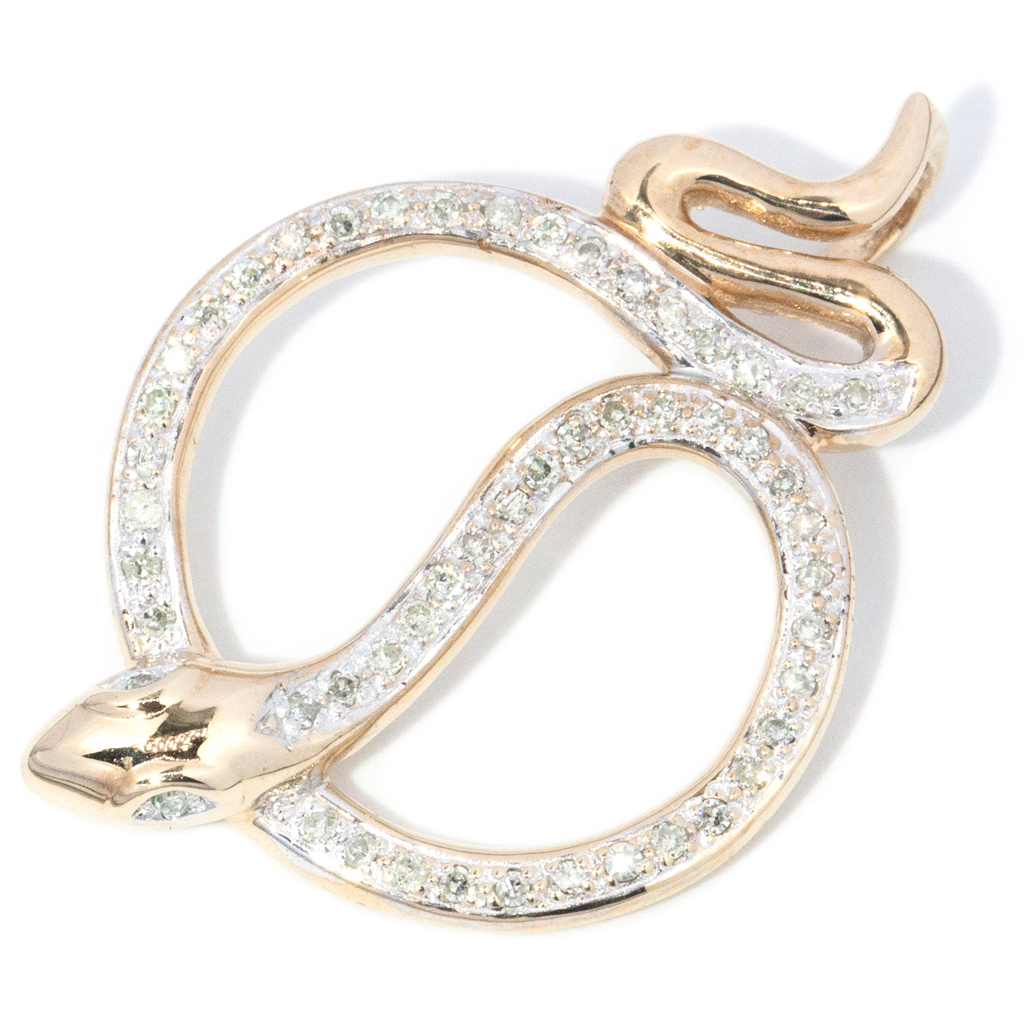 Diamond Snake Pendant in 9ct Gold