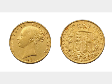 1858 Queen Victoria Young Head London Mint Shield Gold Sovereign