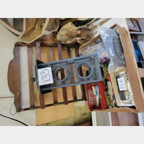 Wood spice rack, decorative metal hanger and misc. household
