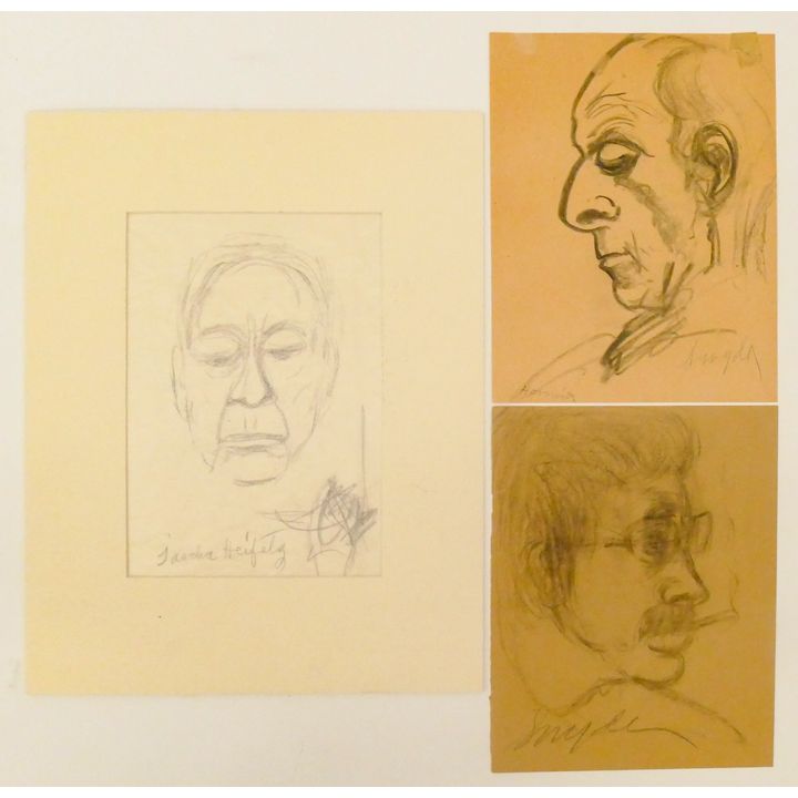 3pc Amanda Snyder Charcoal Drawings 11''x9'' Approx.