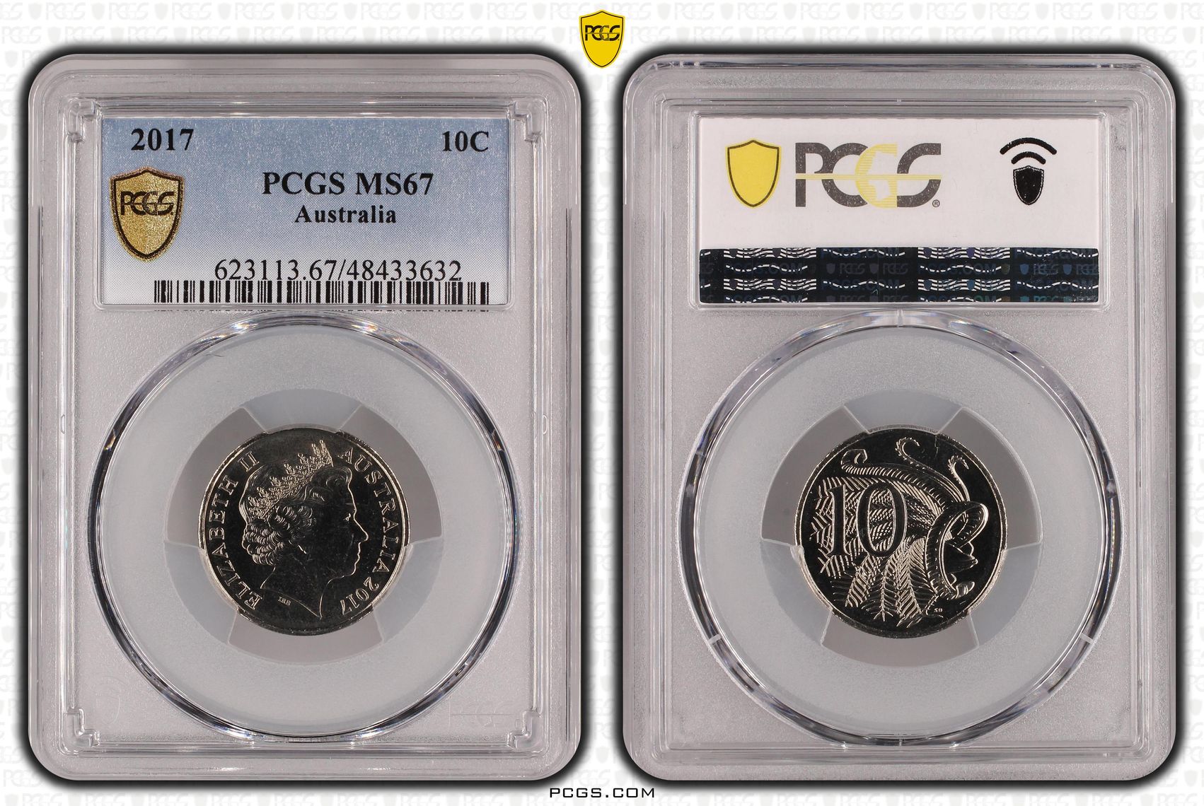 Elizabeth II, Ten Cent, 2017, PCGS MS67