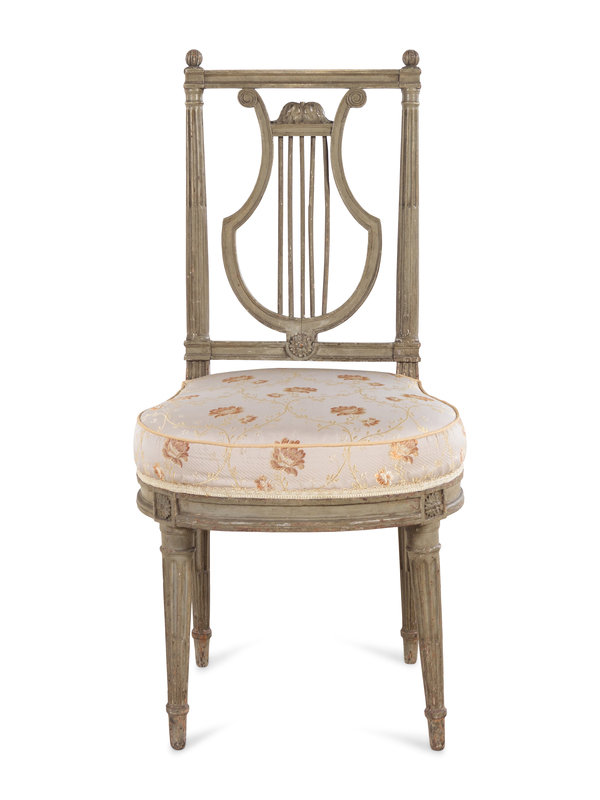A Louis XVI Style Gray Painted Side Chair