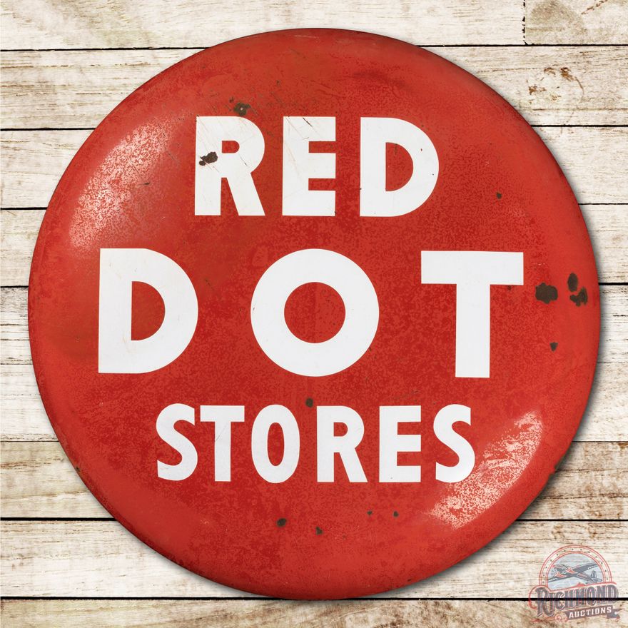 48" Red Dot Stores Porcelain Button Sign