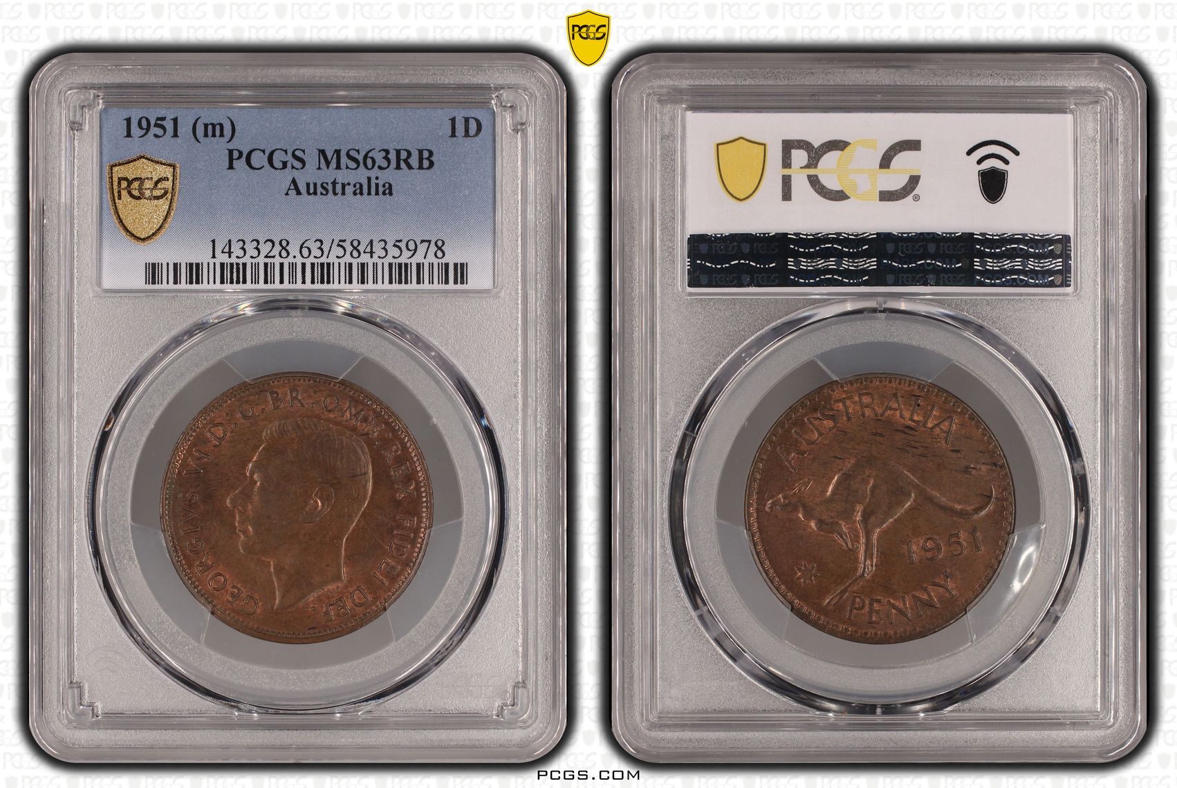 Penny, 1951 (m), PCGS MS63RB