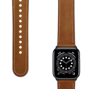 Rocco Tech Genuine Soft Brown Leather Strap For Apple Watch 42/44mm |