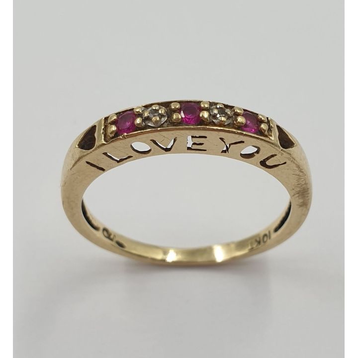 10ct Y/G Ruby & Diamond Ring
