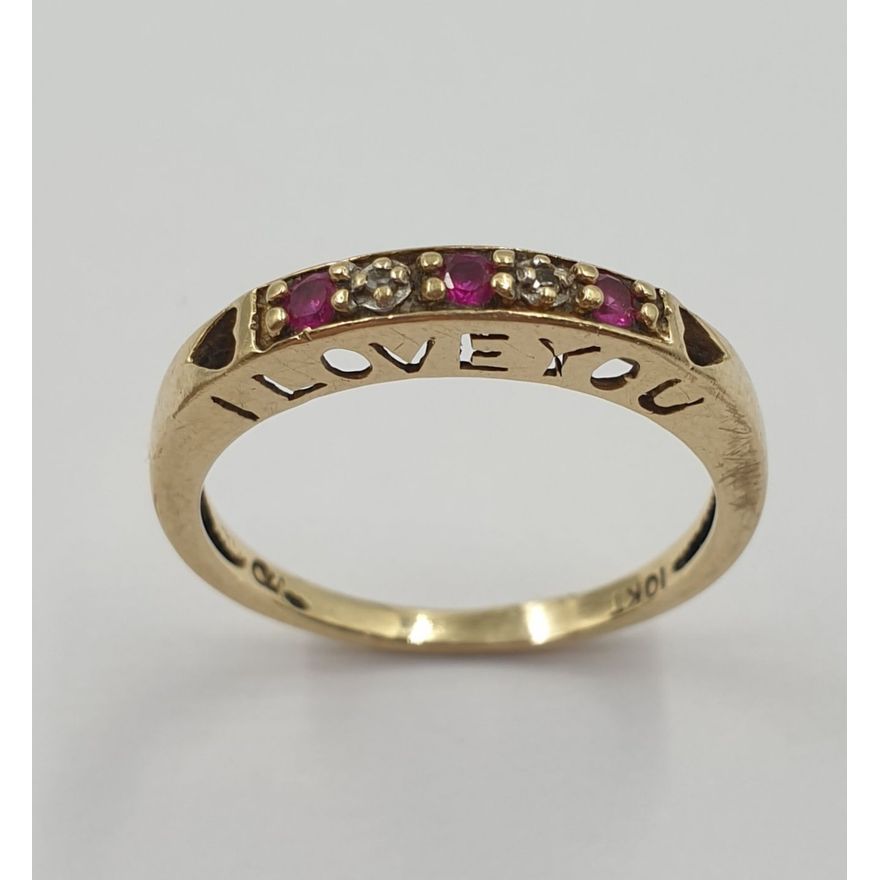 10ct Y/G Ruby & Diamond Ring