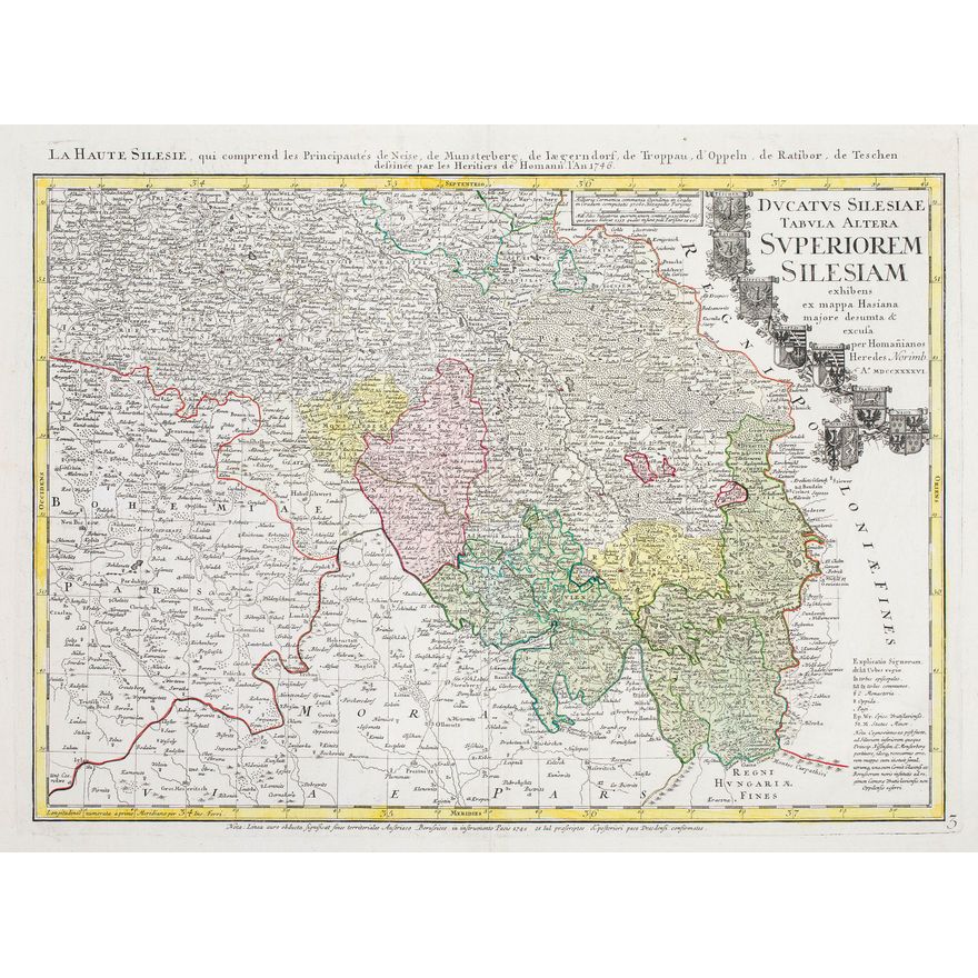 Johann Matthias Haas | Ducatus Silesiae tabula altera Superiorem Silesiam