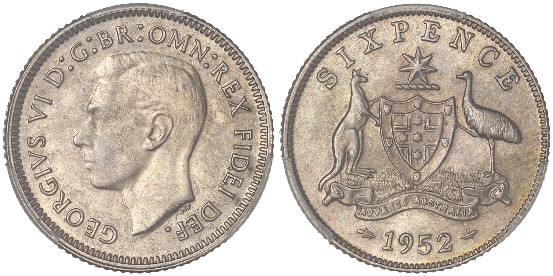 George VI, Sixpence, 1952, PCGS MS64