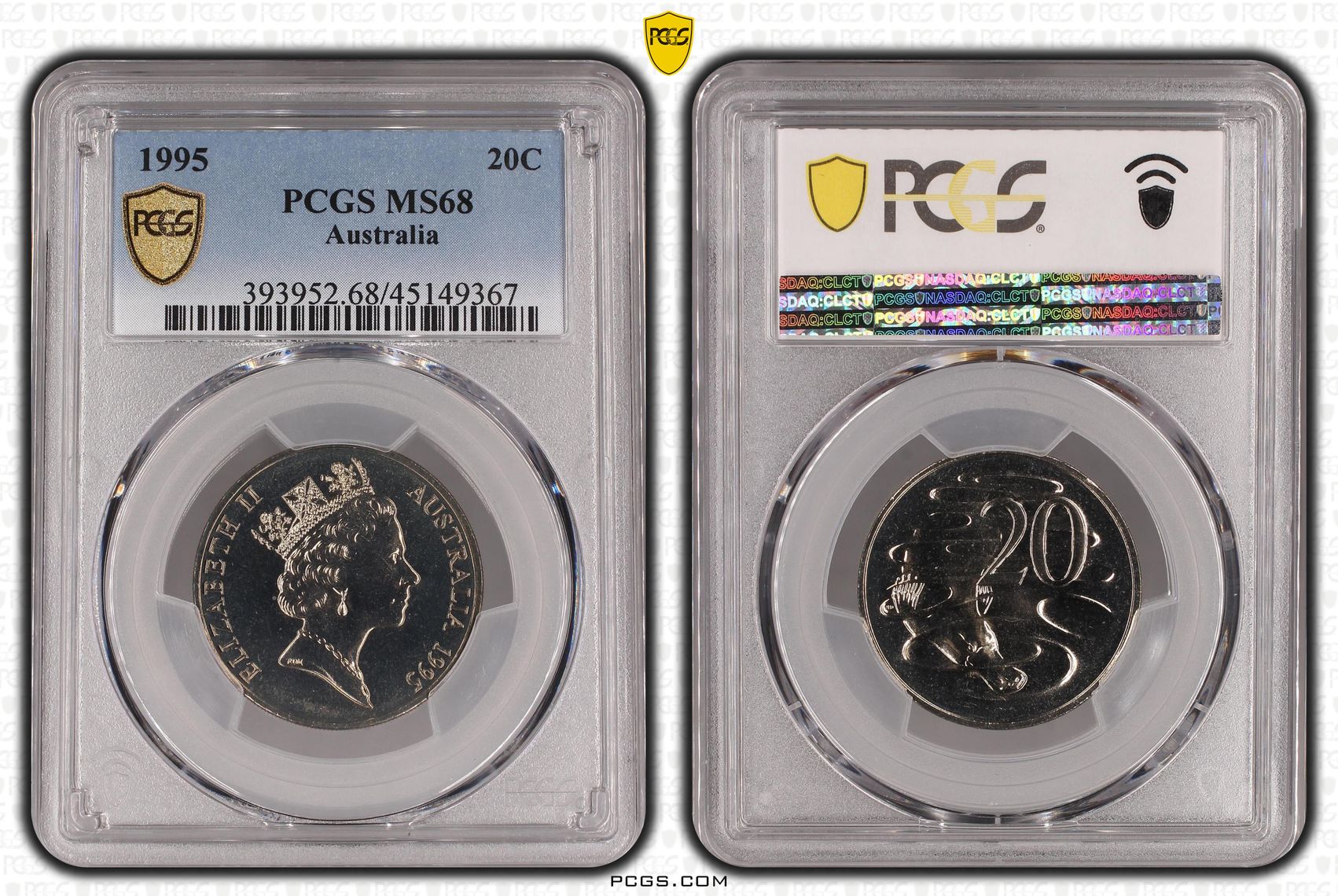 Twenty Cent, 1995, PCGS MS68