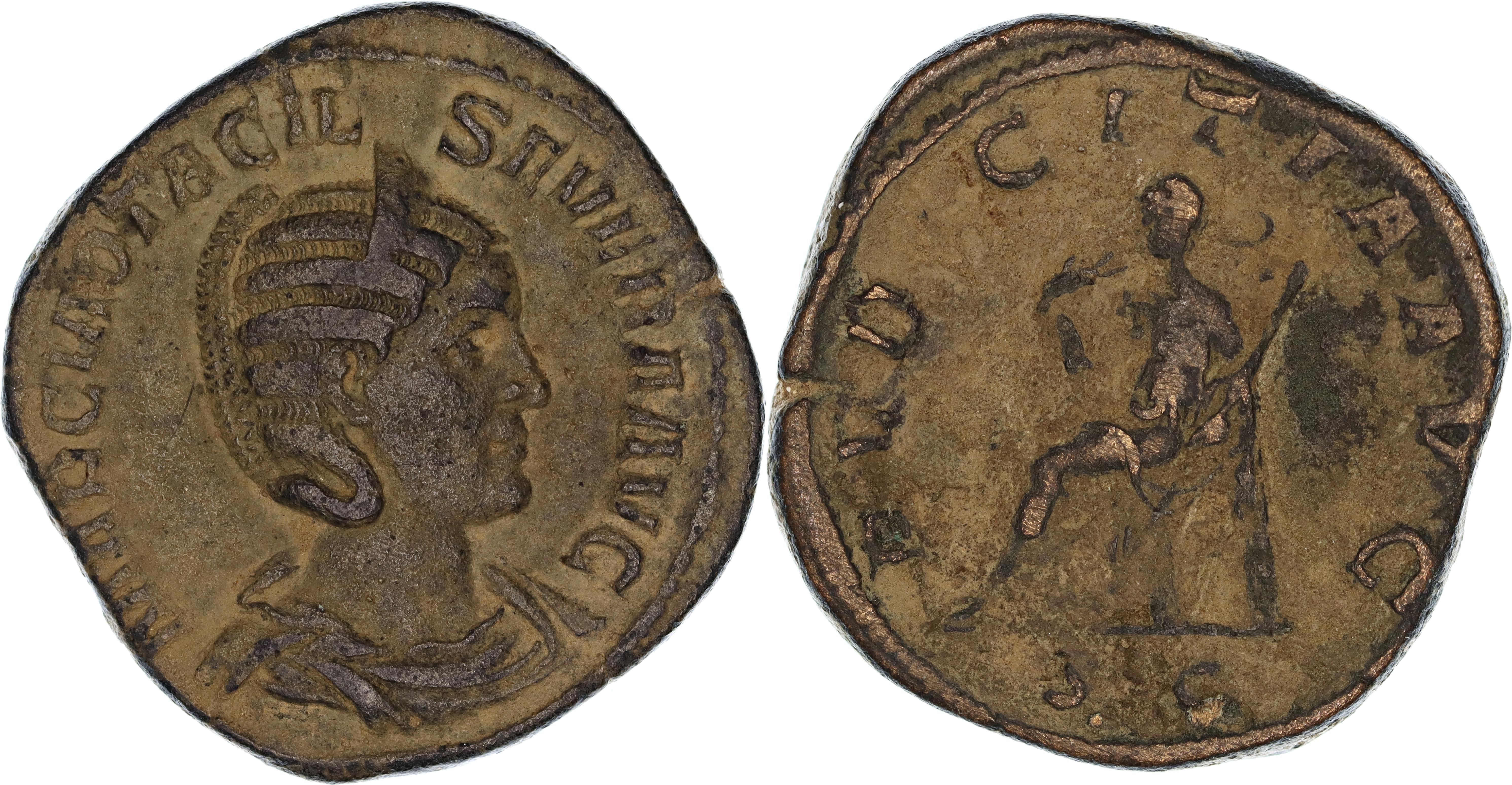 Roman Empire, Otacilia Severa, Æ Sestertius, 244-249 AD, gF-VF