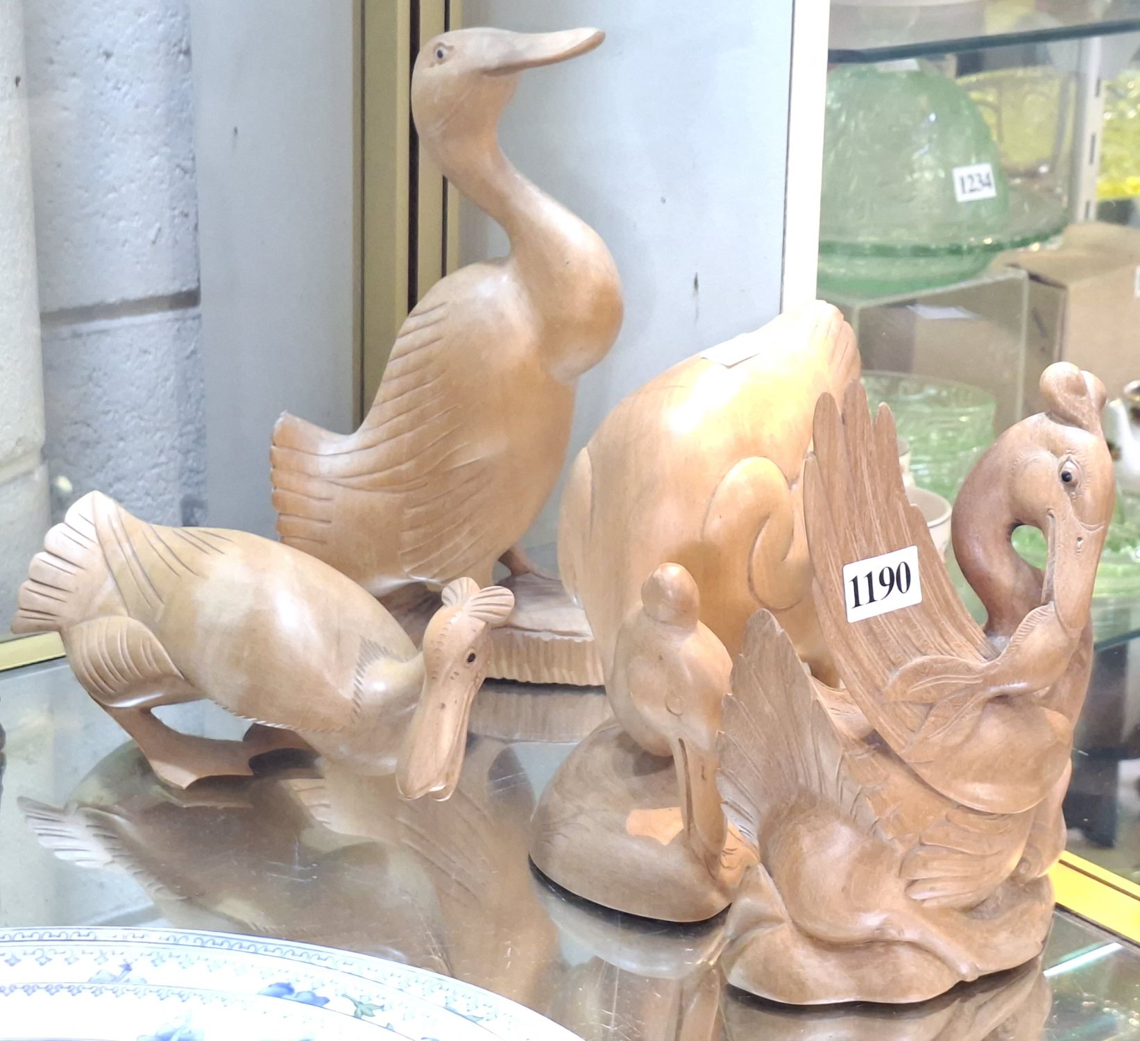 1190 · FOUR CHINESE WOODEN DUCK CARVINGS