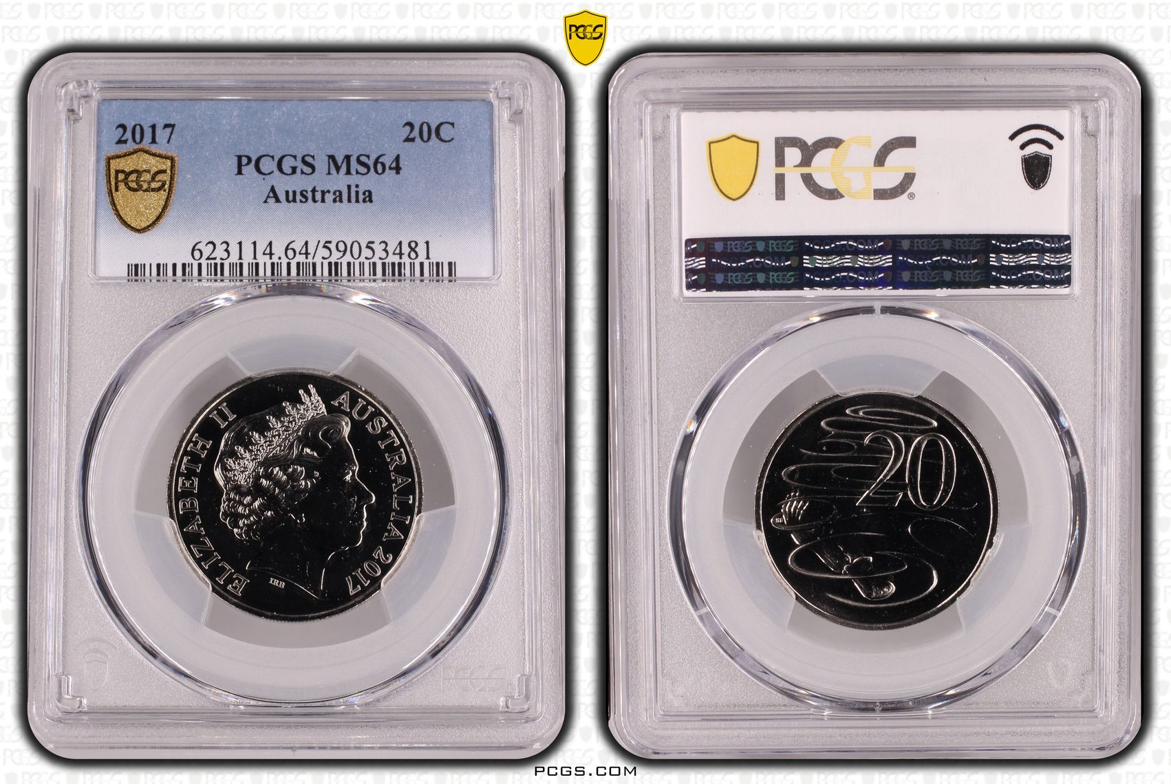 Twenty Cent, 2017, PCGS MS64