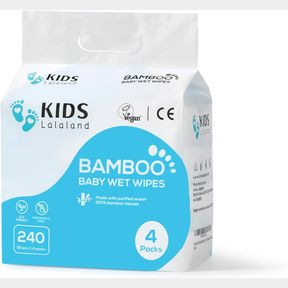 BABY WET WIPES, BAMBOO VISCOSE, ECO-FRIENDLY, UNSCENTED FOR SENSITIVE NEWBORN SKIN, HYPOALLERGENIC, PERFECT FOR TRAVEL, 240 COUNT