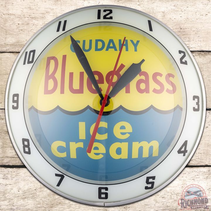 Cudahy Bluegrass Ice Cream 15" Double Bubble Advertising Clock