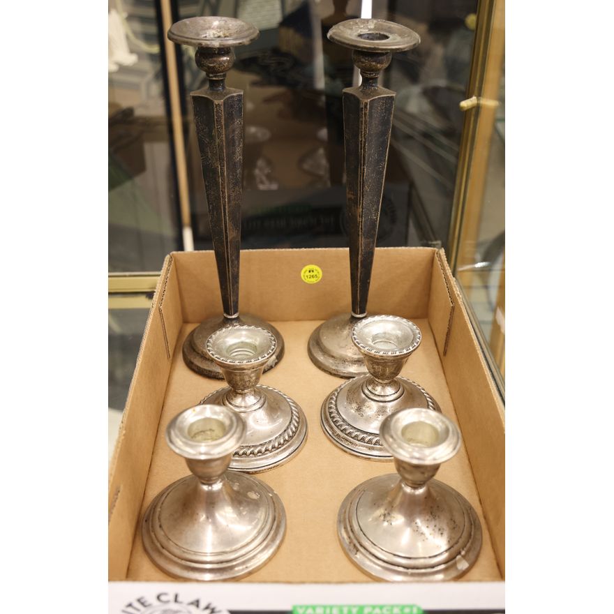Box 3 Pairs Sterling Weighted Candlesticks - 2,211 Grams TW