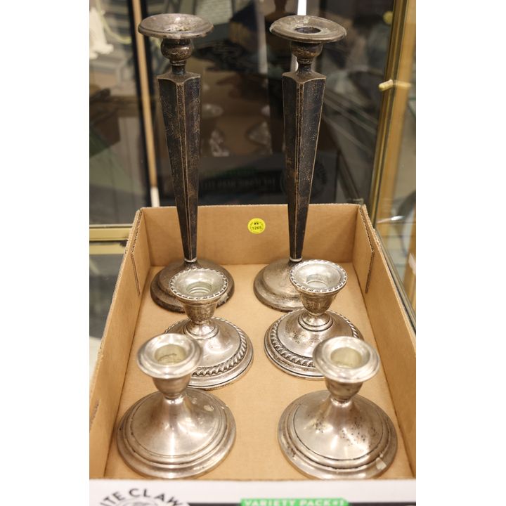 Box 3 Pairs Sterling Weighted Candlesticks - 2,211 Grams TW