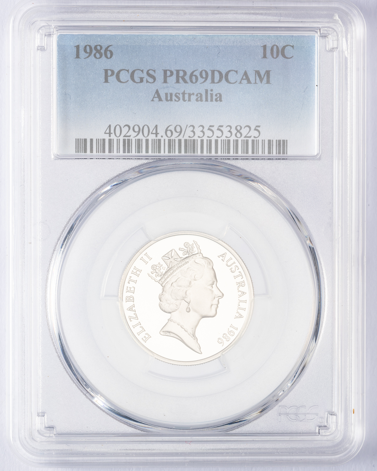 Elizabeth II, Ten Cent, 1986, PCGS PR69DCAM