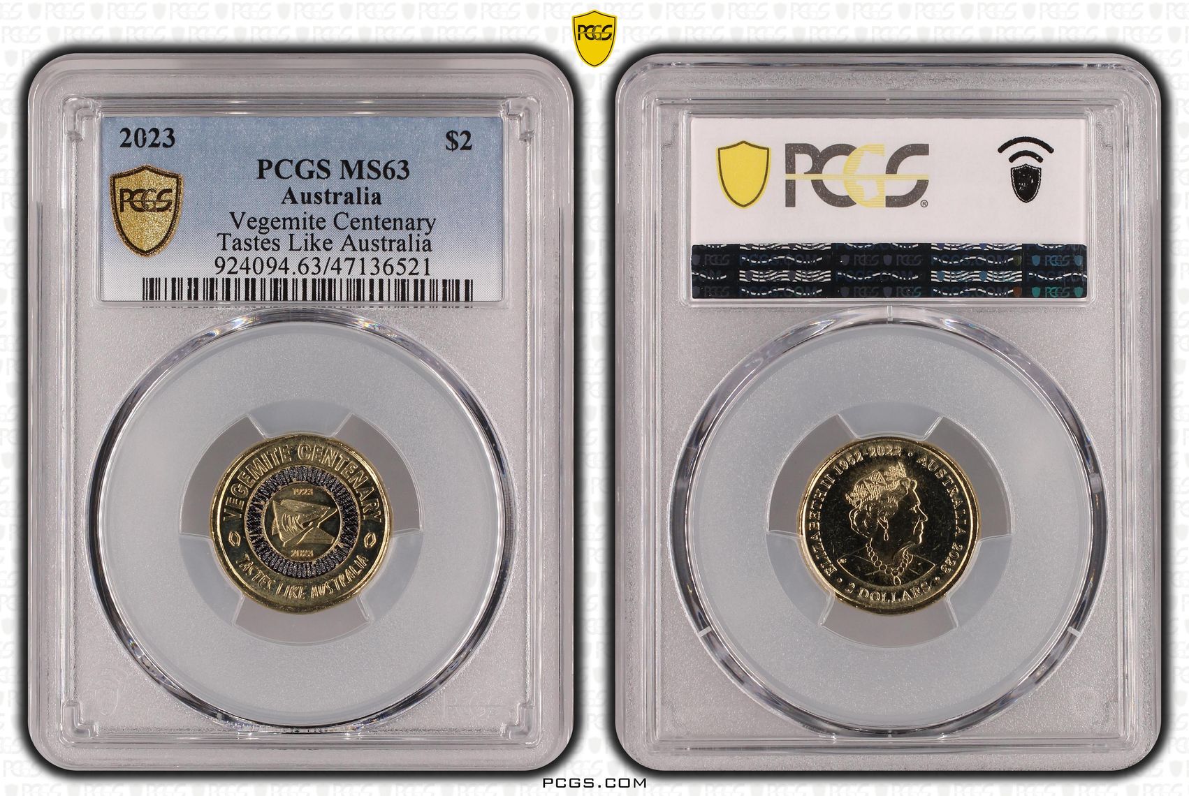 Elizabeth II, Vegemite Centenary , Two Dollar, 2023, PCGS MS63