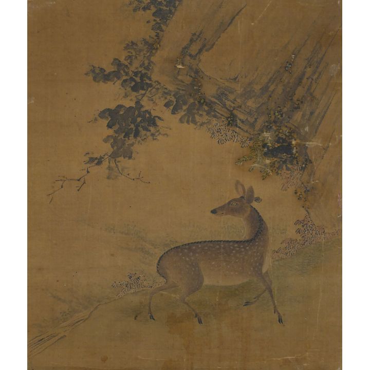 Korean 18th Cent. Deer Painting on Silk