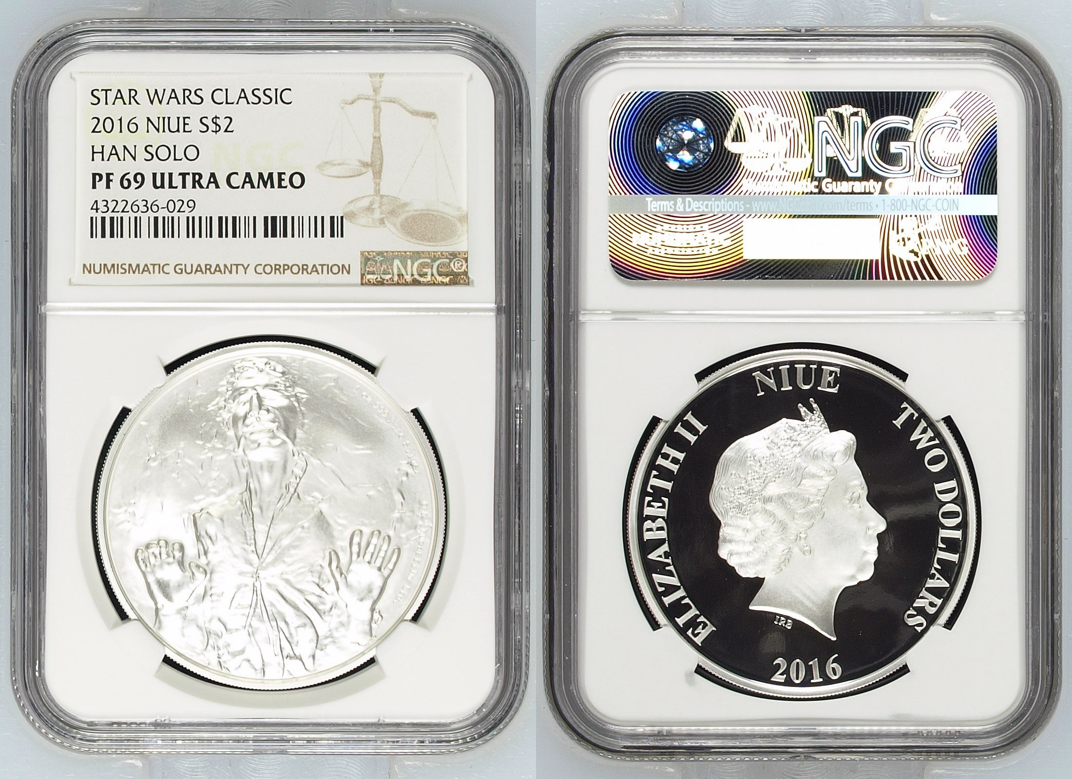 Niue, Niue Han Solo, Two Dollar, 2016, NGC PF 69 ULTRA CAMEO